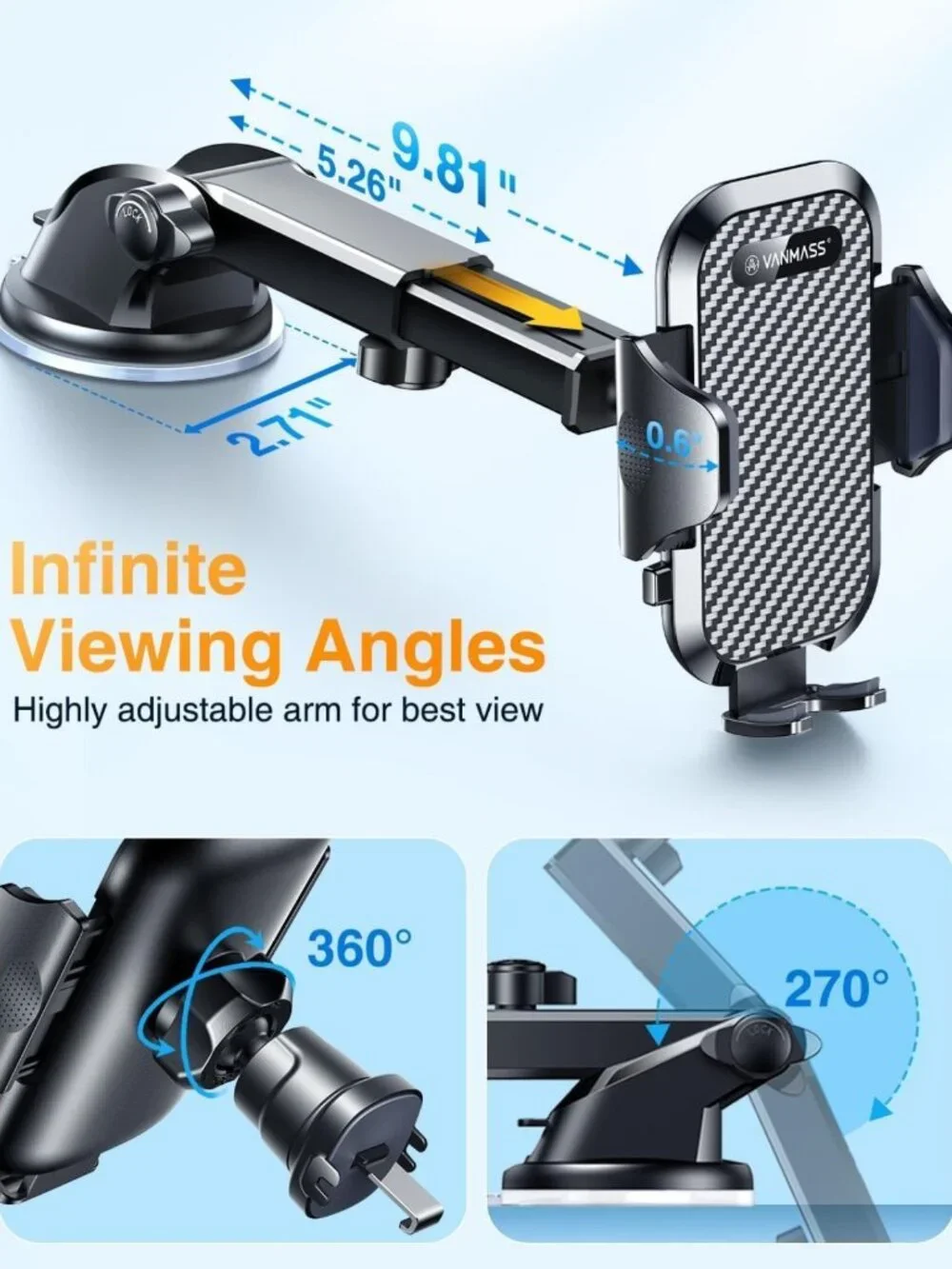 Ultimate Military-Grade Car Phone Holder - Strong Suction & Clip Mount for